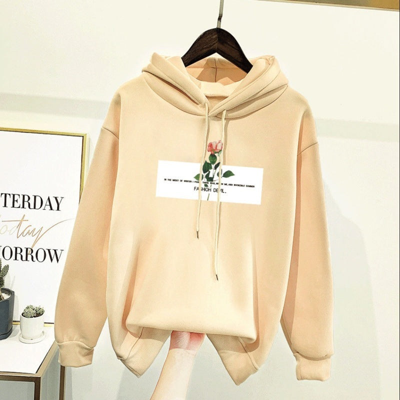 Plus Velvet Western Style Student Age Reduction Ins Super Fire Loose Embroidered Hood