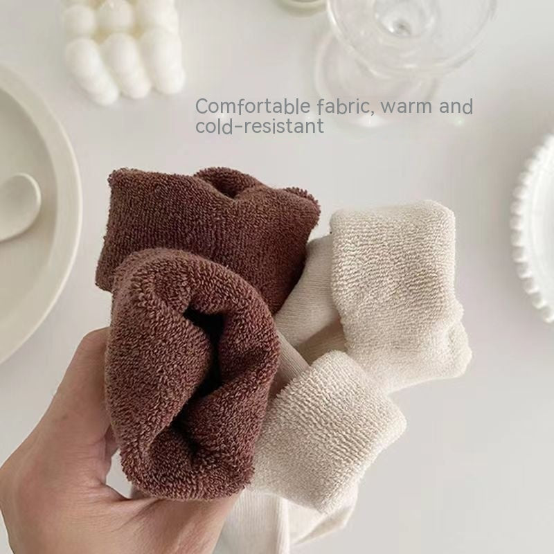 Women's Autumn And Winter Warm Plush Mid Length Socks