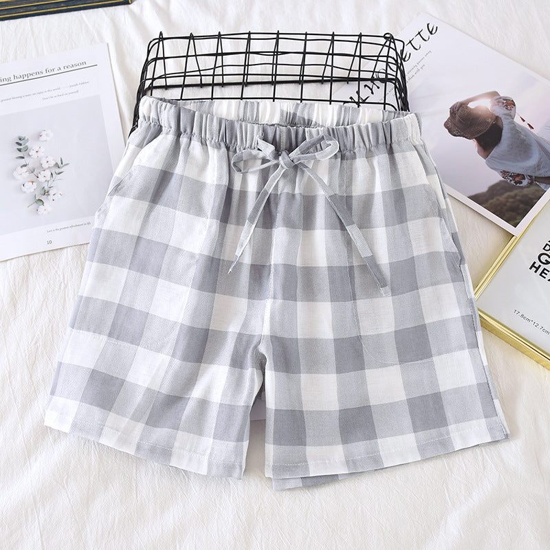 Thin Plaid Half Pants