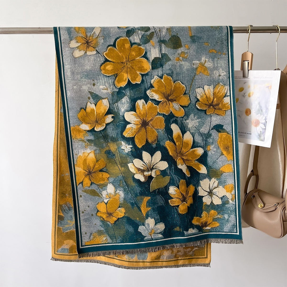 Autumn And Winter New Cashmere-like Thickened Oil Painting Jacquard Scarf