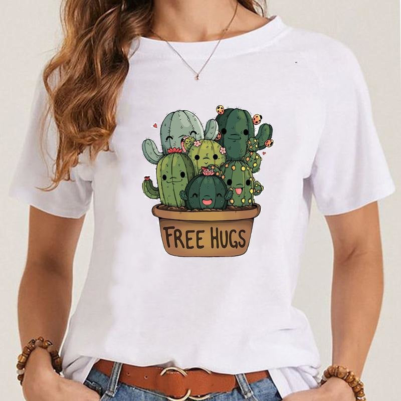 Women's Fashionable Simple Printed Short-sleeved T-shirt