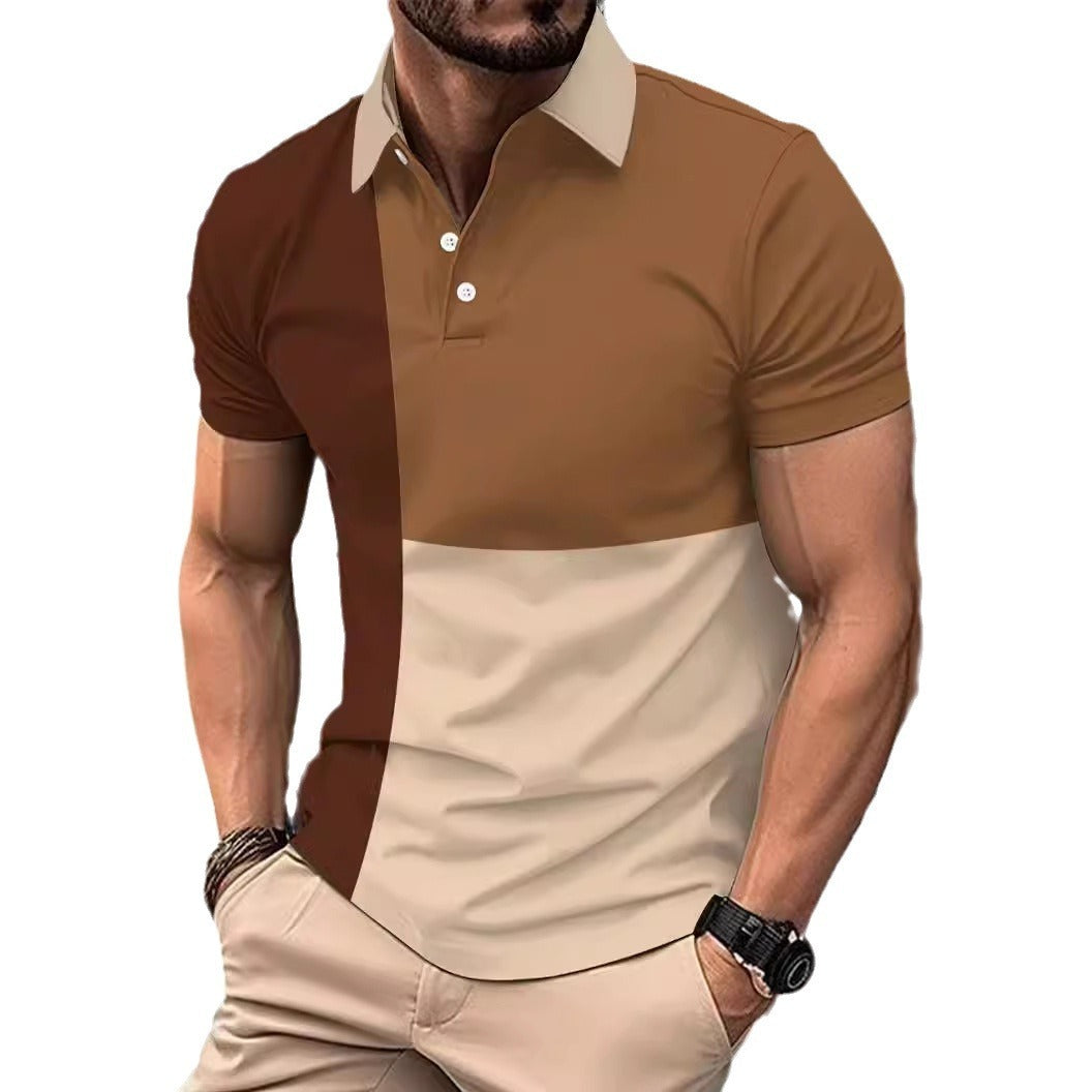 قميص بولو رجالي بألوان متباينة للصيف