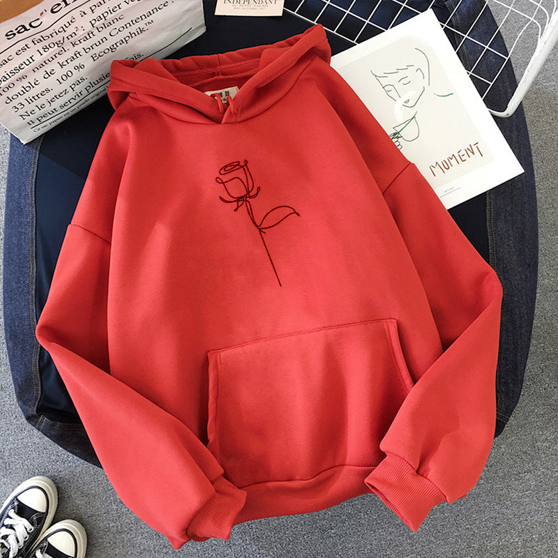 Candy Black Rose Print Sport Hoodie