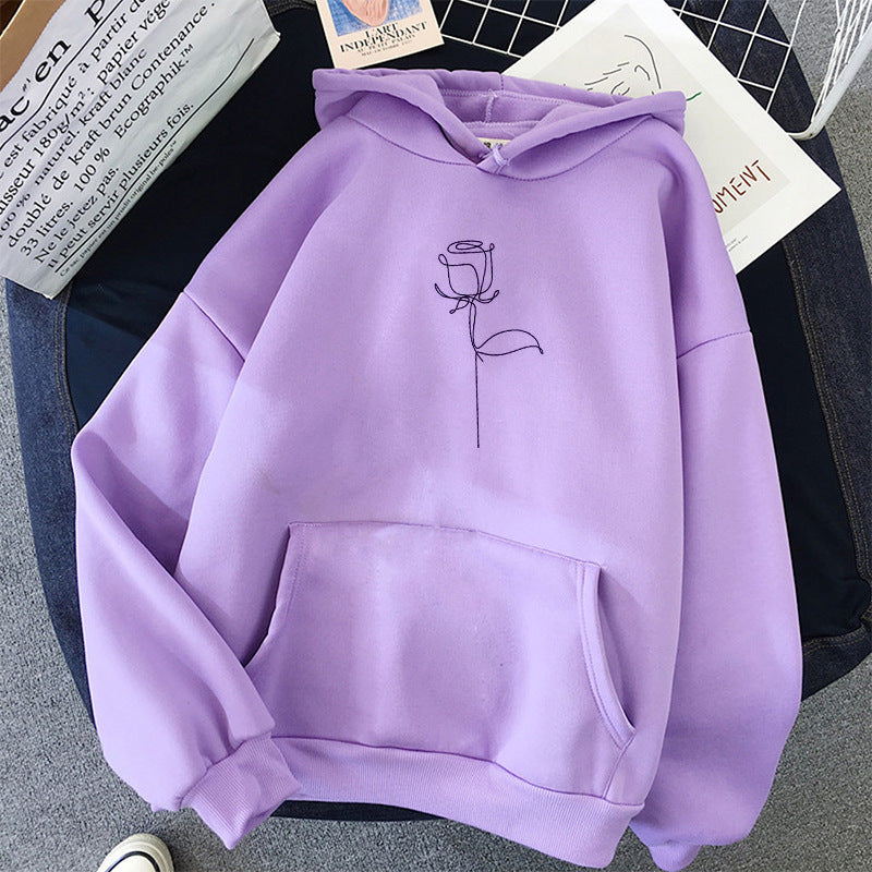 Candy Black Rose Print Sport Hoodie