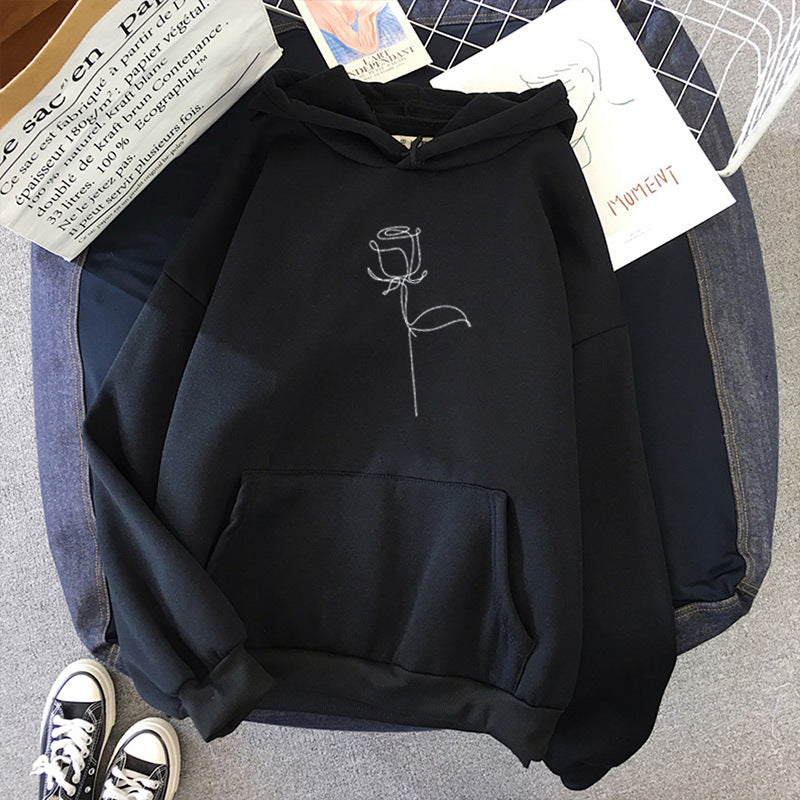 Candy Black Rose Print Sport Hoodie