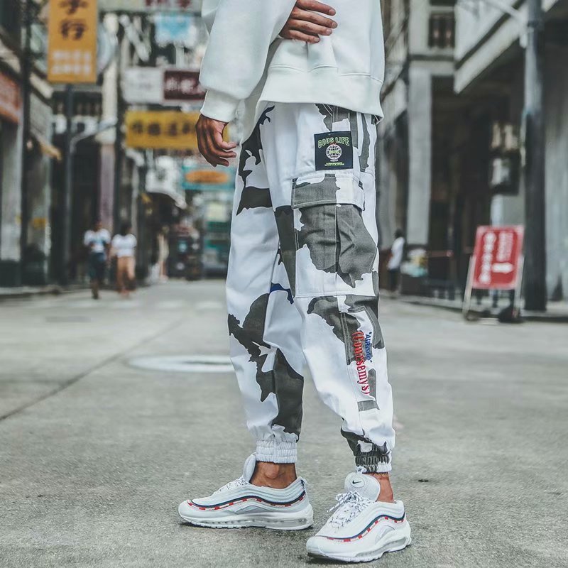 أفرول مموه أبيض للرجال من ماركة Japan Tide فضفاض