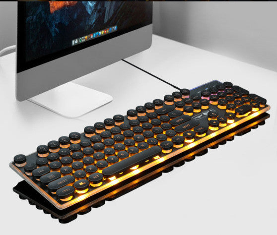 Forerunner Gx60 Punk Manipulator Feel Glowing Retro Gaming Computer Usb Wired Chicken Keyboard Wholesale