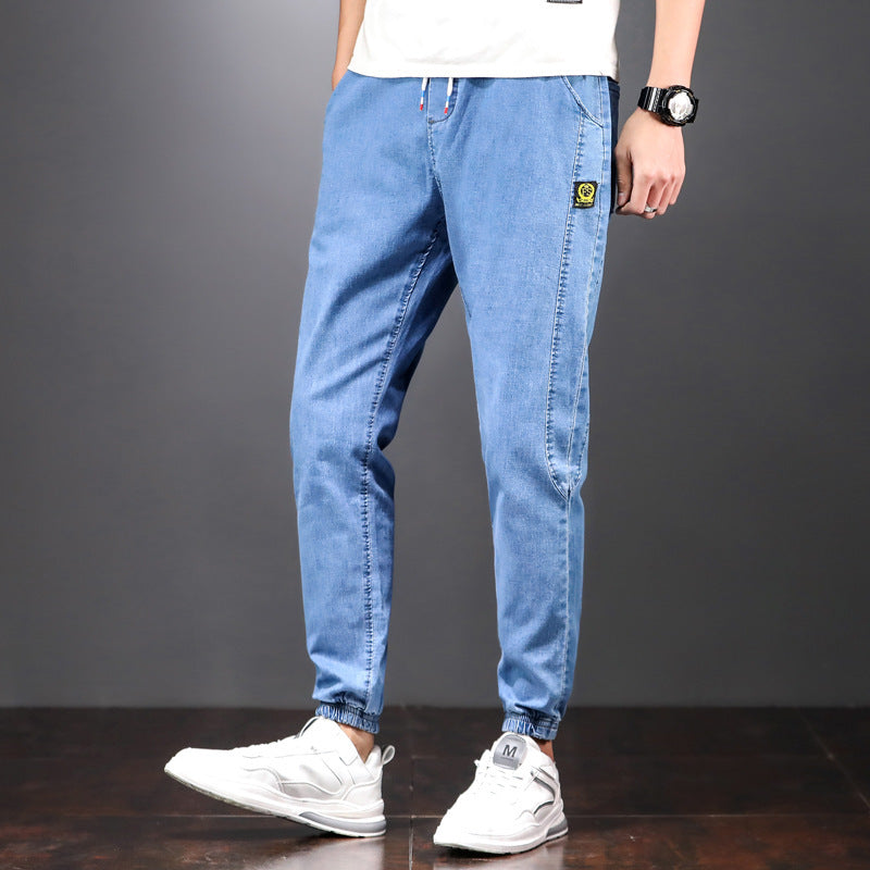 بنطلون جينز رجالي جديد بقصّة Slim Fit كاجوال بأقدام صغيرة