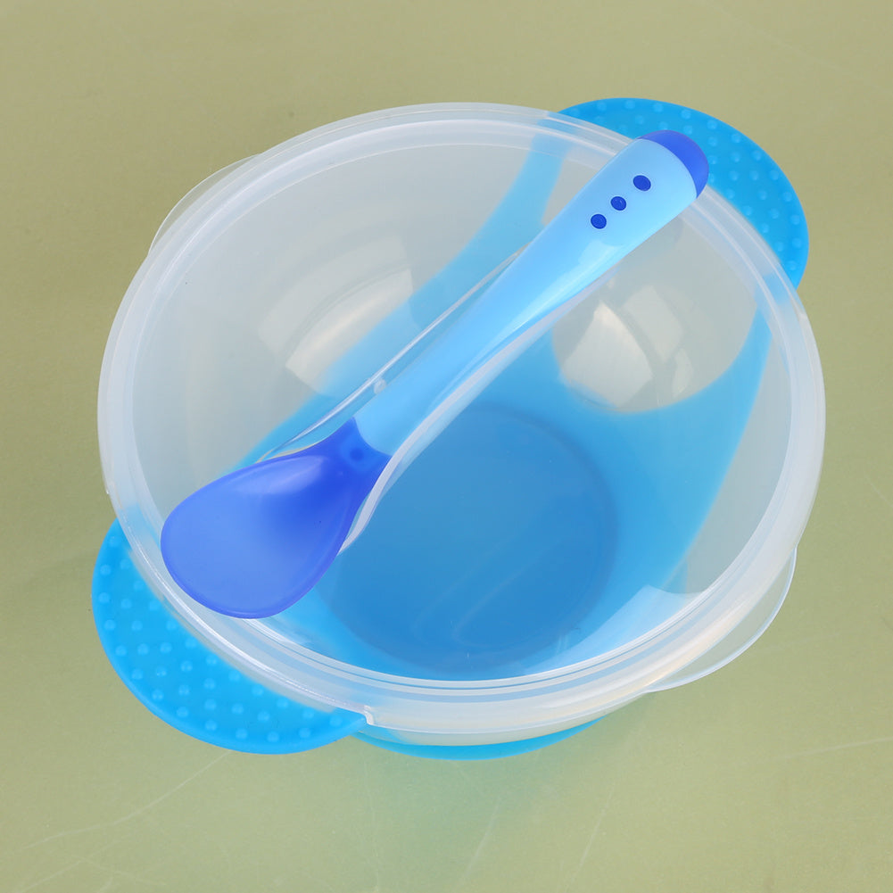 Baby Tableware Dinnerware Suction Bowl With Temperature Sensing Spoon Baby Food Baby Feeding Bowls Dishes
