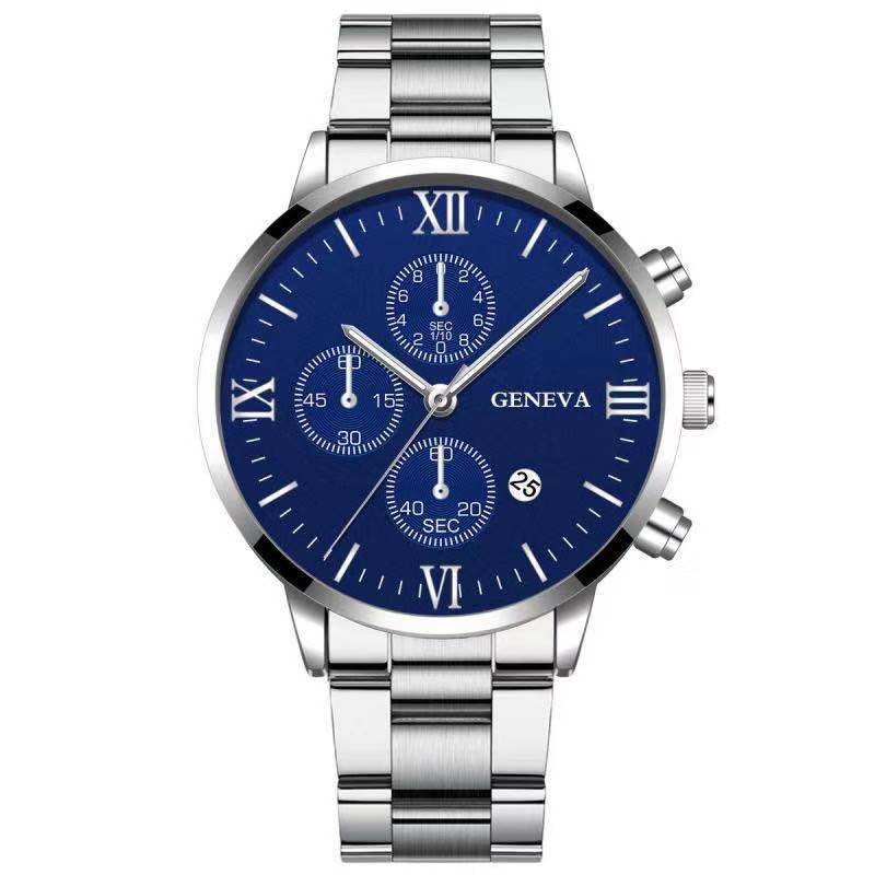 Steel Watch Men's Stainless Steel Three-eye Calendar