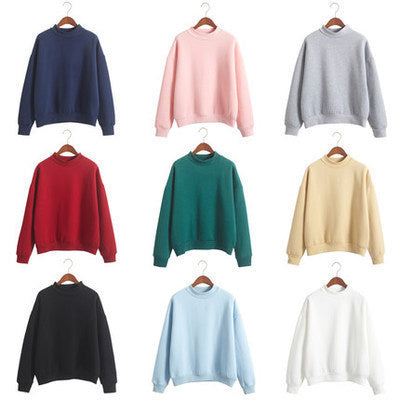 Korean solid color plus velvet sweater ladies