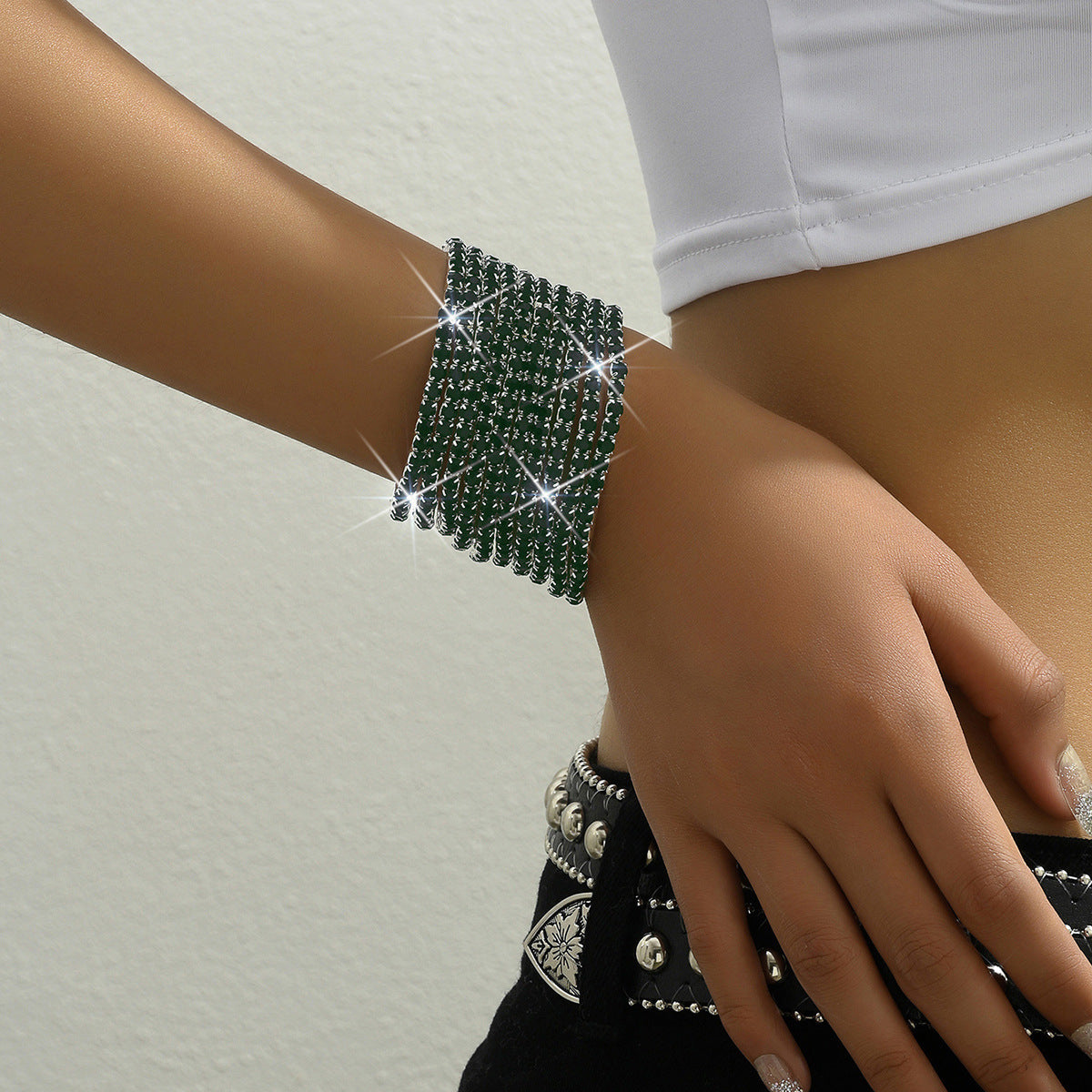 Women's Diamond Elastic Bracelet Wrist Ring Gems