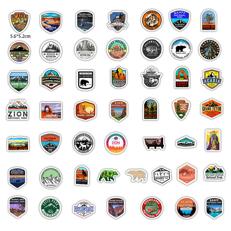 50 Pieces National Park Stationery Stickers Computer Cellphone Luggage Stickers
