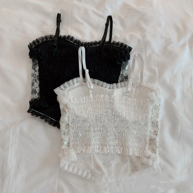 Women's Lace Sling Vest With Chest Pad Top