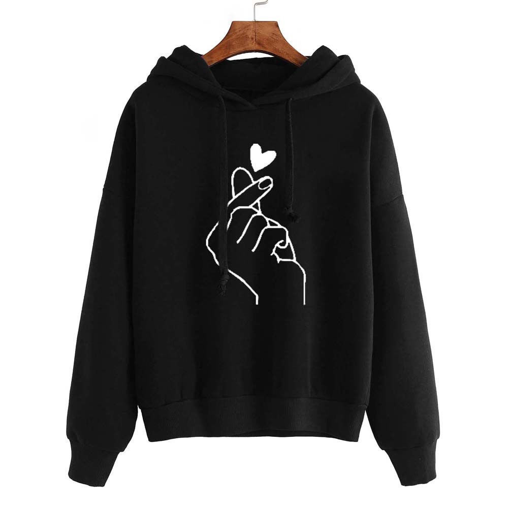 Finger-shaped printed loose-fitting sweater top