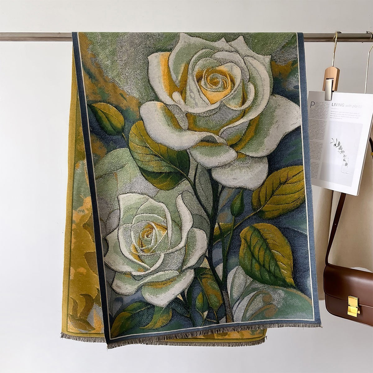 Autumn And Winter New Cashmere-like Thickened Oil Painting Jacquard Scarf