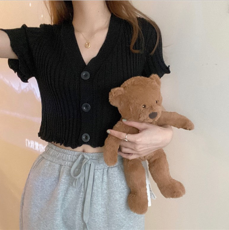 Knitted crop top with wood ears