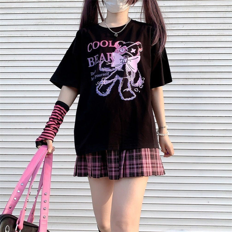 Girls' Summer Design Print Short Sleeved 1 Piece