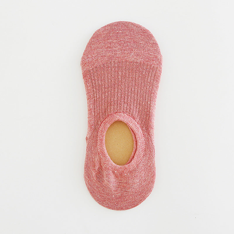 Pure Color Invisible Cotton Ladies Socks