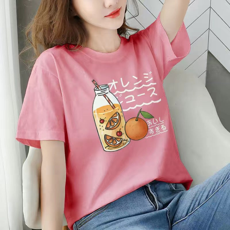 Women's printed loose and thin T-shirt top