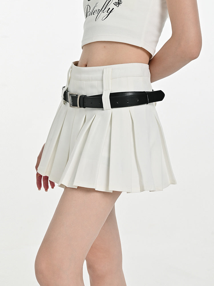 White Women's High Waist Slimming Skirt Short Skirt
