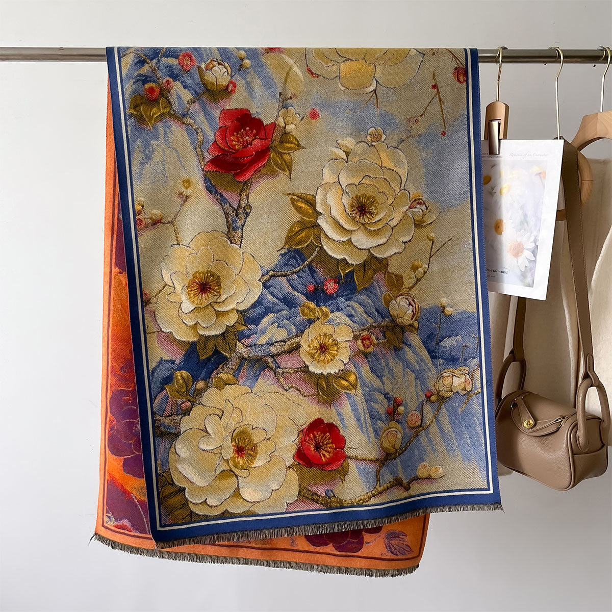 Autumn And Winter New Cashmere-like Thickened Oil Painting Jacquard Scarf