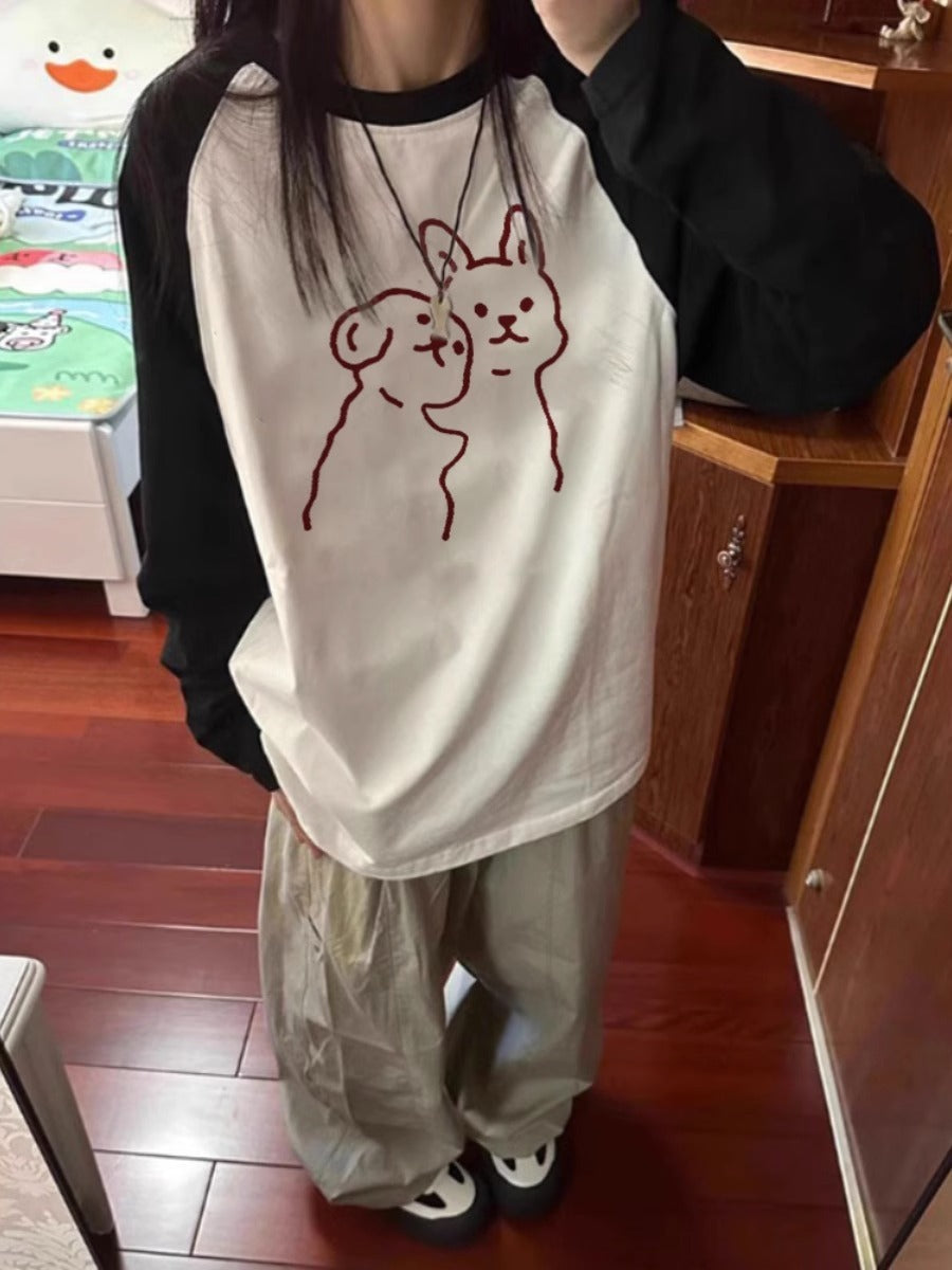Round-neck Non-hoodie Sweater Women's Thin Loose Korean Style Idle Style