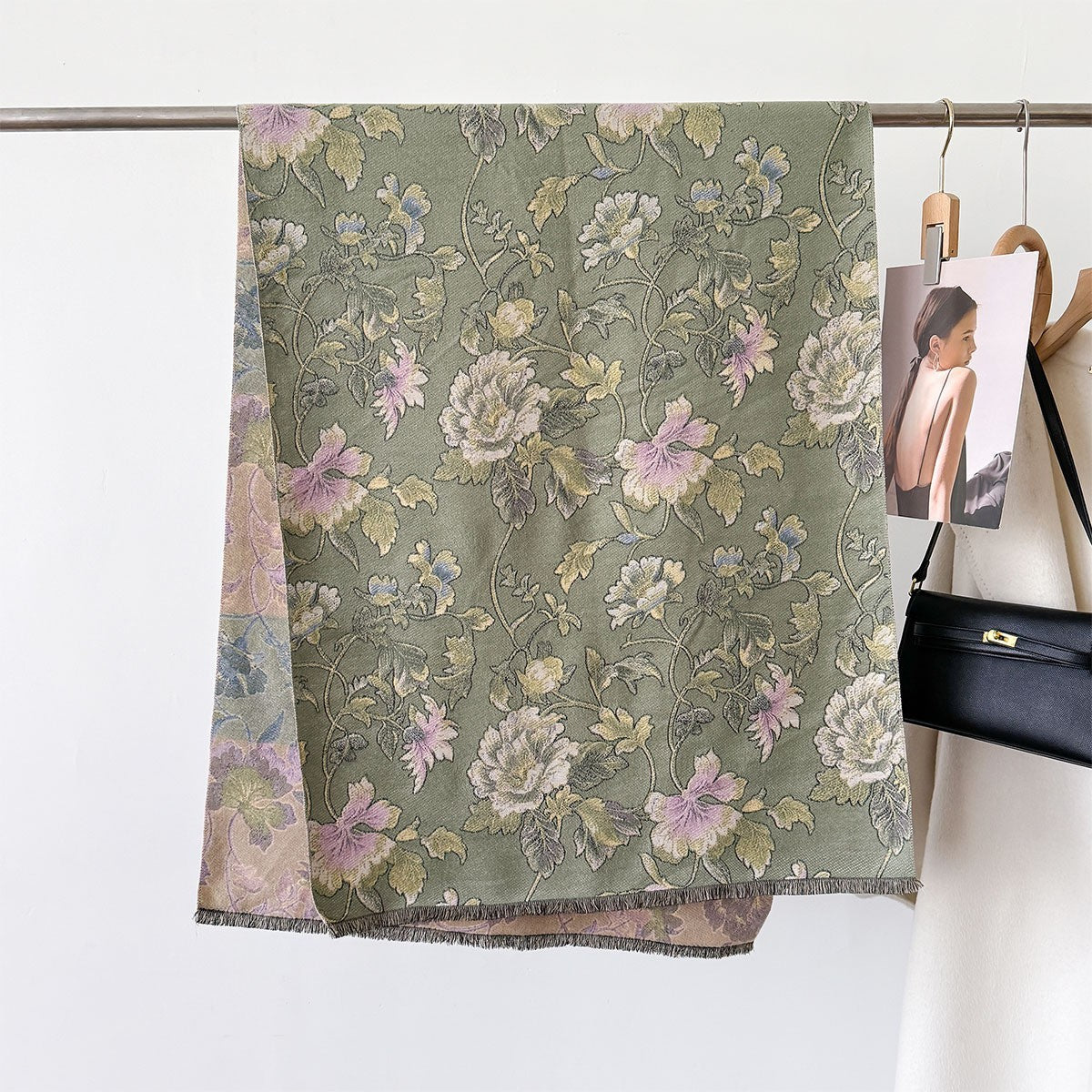 Autumn And Winter New Cashmere-like Thickened Oil Painting Jacquard Scarf