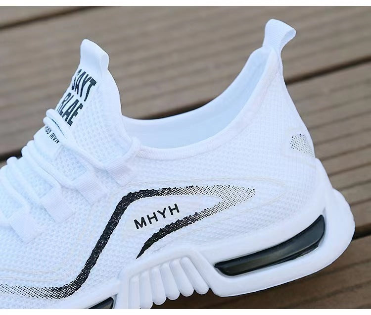 Men's Shoes Summer Sneakers Breathable White Flying Woven Breathable Casual