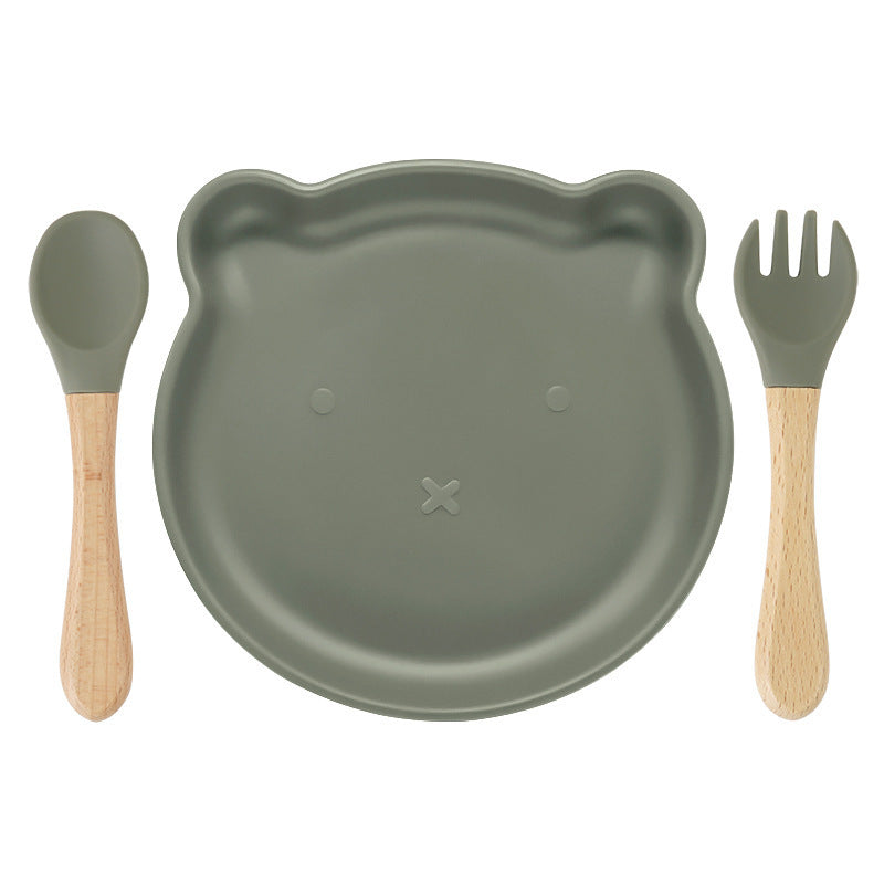 مجموعة أدوات المائدة للمكملات الغذائية من السيليكون Spork Baby Products أدوات المائدة المصنوعة من السيليكون على شكل دب
