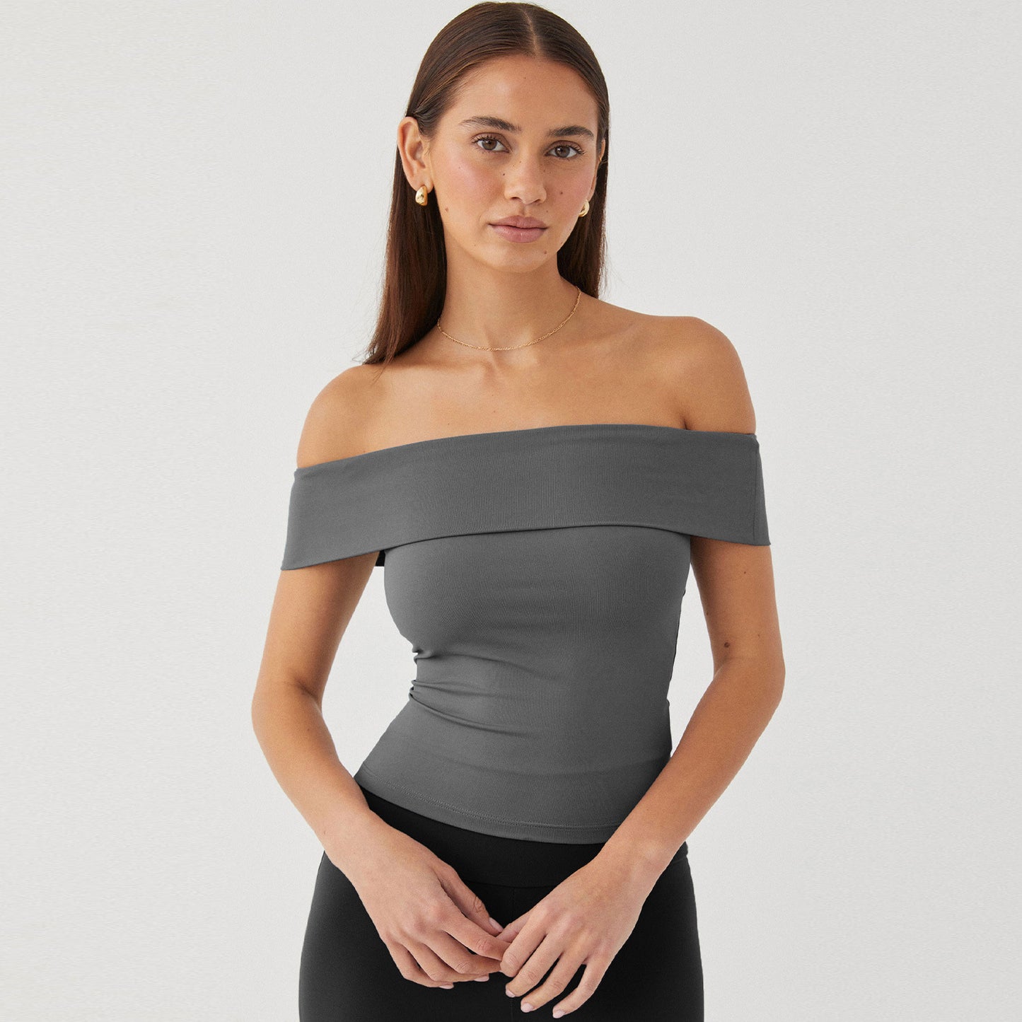Nueva camiseta sexy con escote en forma de tubo y hombros descubiertos, estilo Pure Desire para mujer