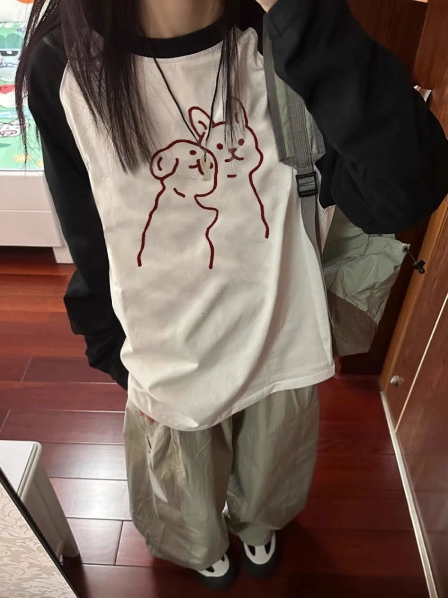 Round-neck Non-hoodie Sweater Women's Thin Loose Korean Style Idle Style