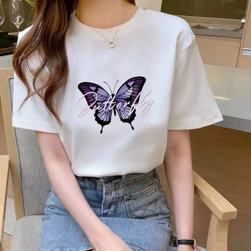 Summer New Fashion Slimming Loose White Short-sleeved T-shirt For Students Women