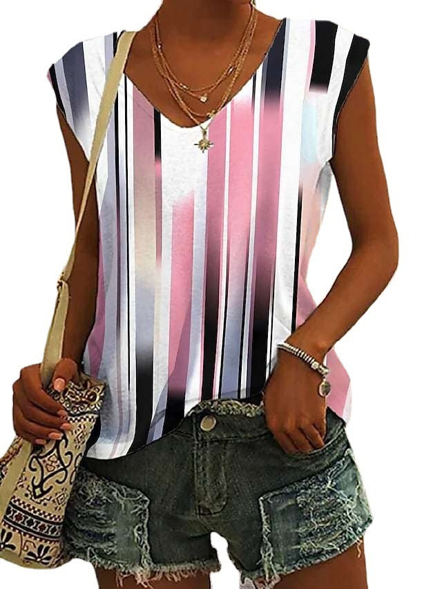 Patrón de chaleco sin mangas con cuello en V para mujer con impresión 3D