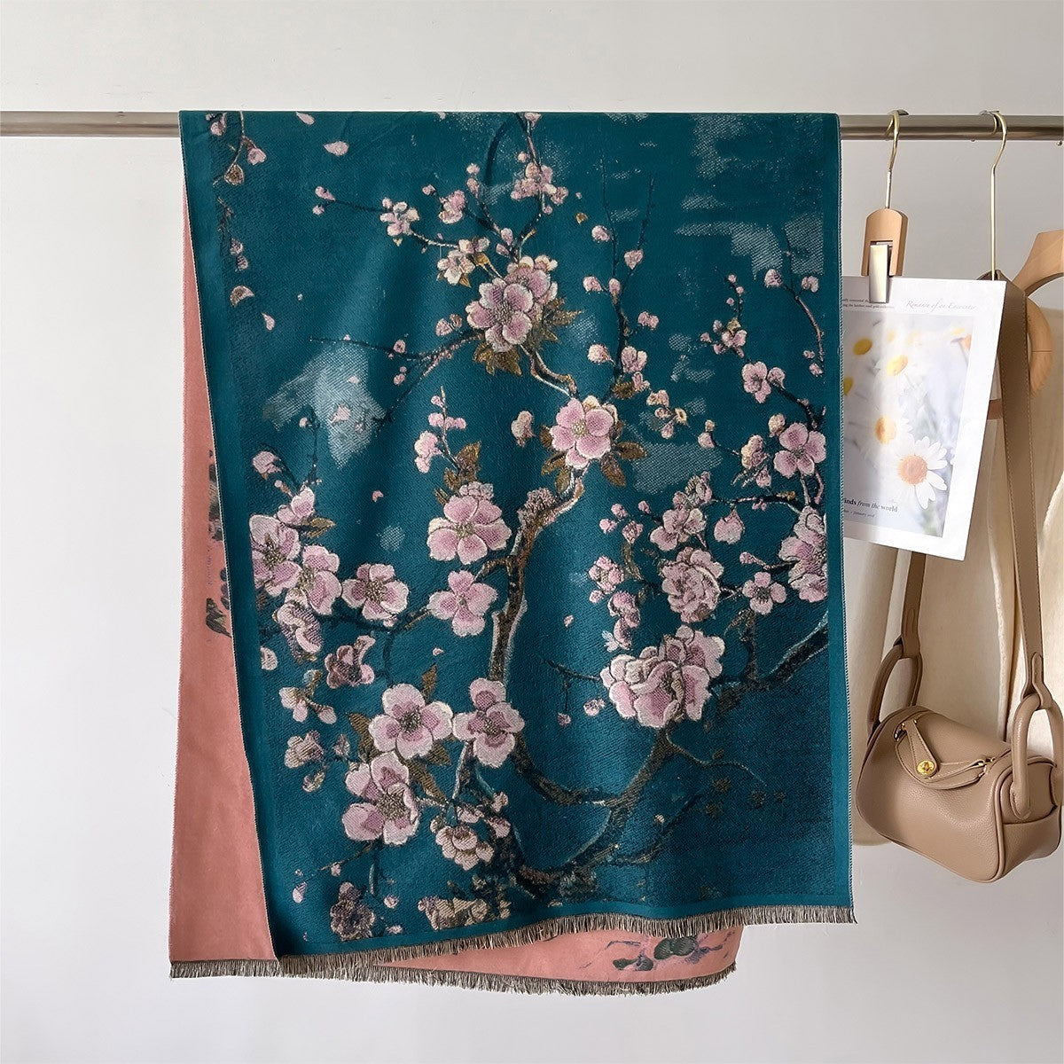 Autumn And Winter New Cashmere-like Thickened Oil Painting Jacquard Scarf