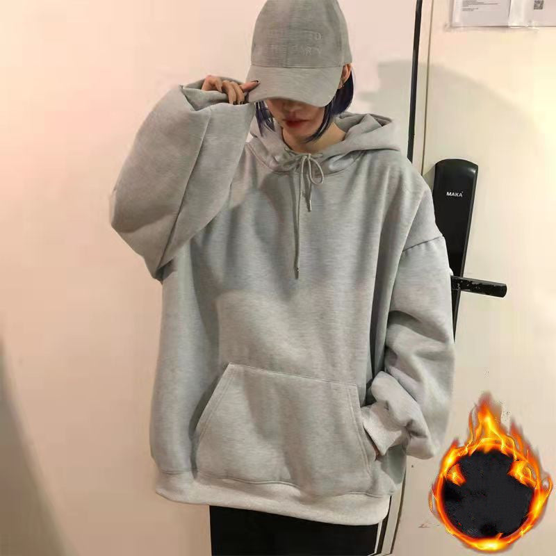 Plus Velvet Western Style Student Age Reduction Ins Super Fire Loose Embroidered Hood