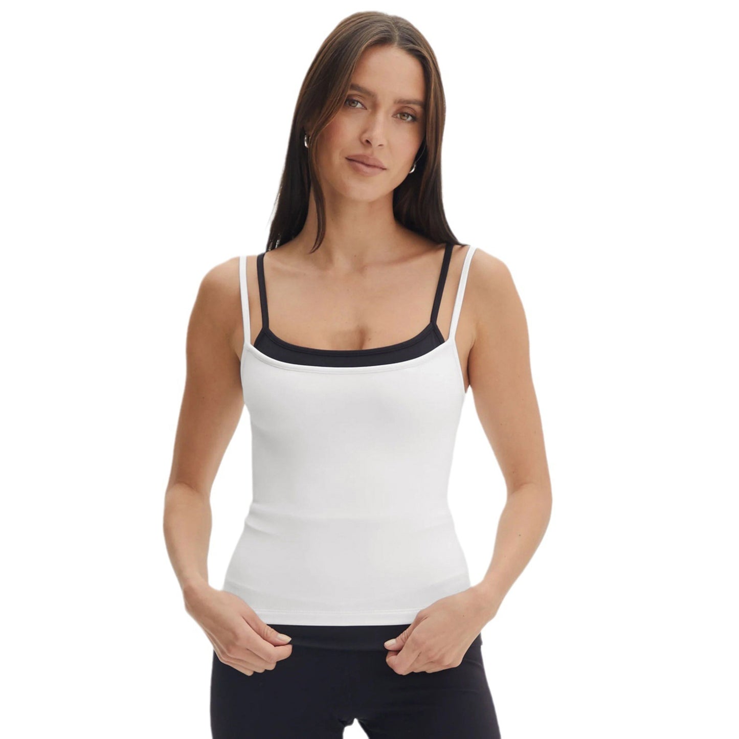 Top ajustado de dos piezas con tirantes falsos para mujer Y2g