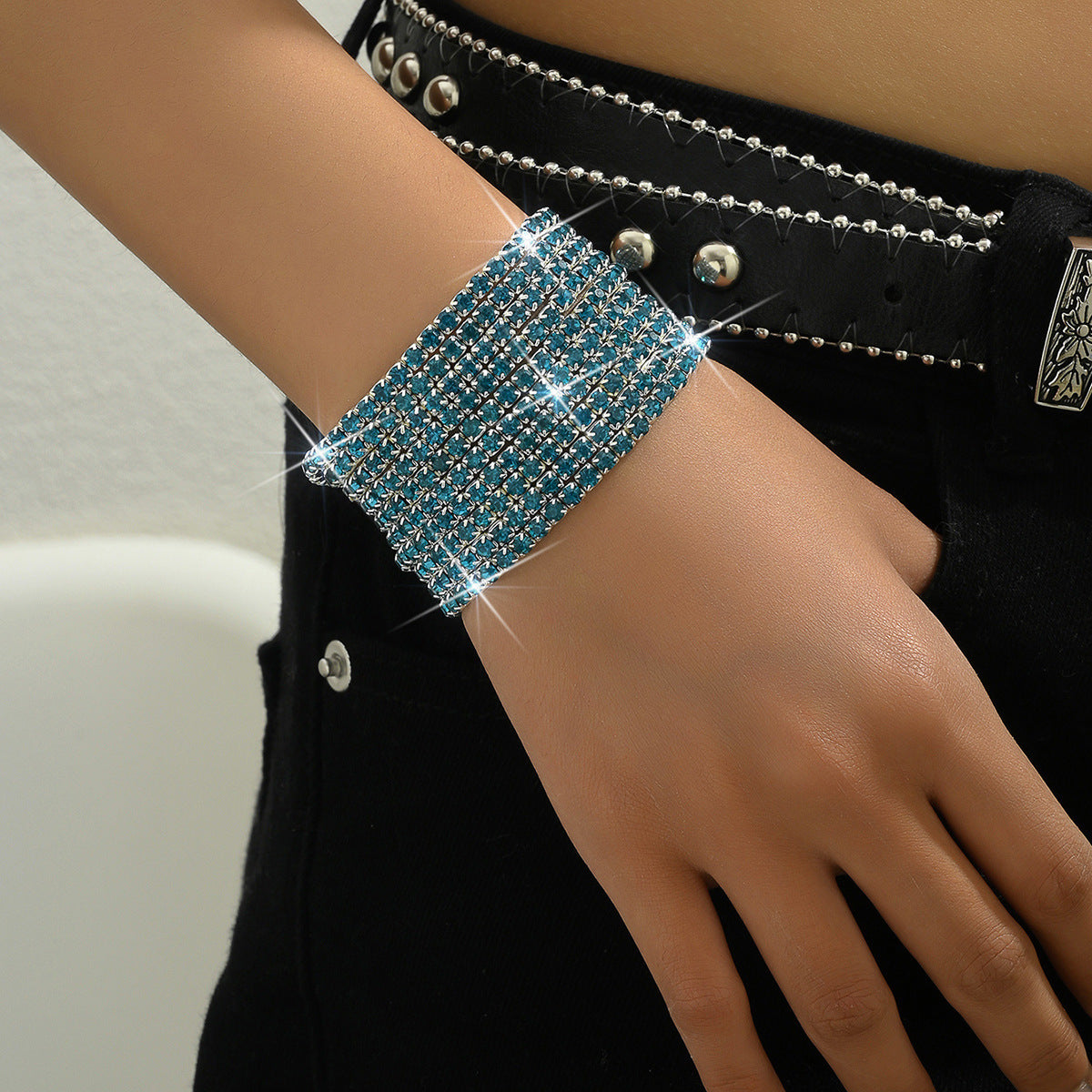 Women's Diamond Elastic Bracelet Wrist Ring Gems