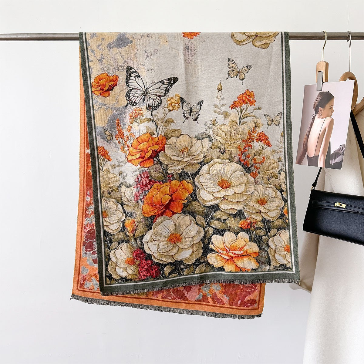 Autumn And Winter New Cashmere-like Thickened Oil Painting Jacquard Scarf