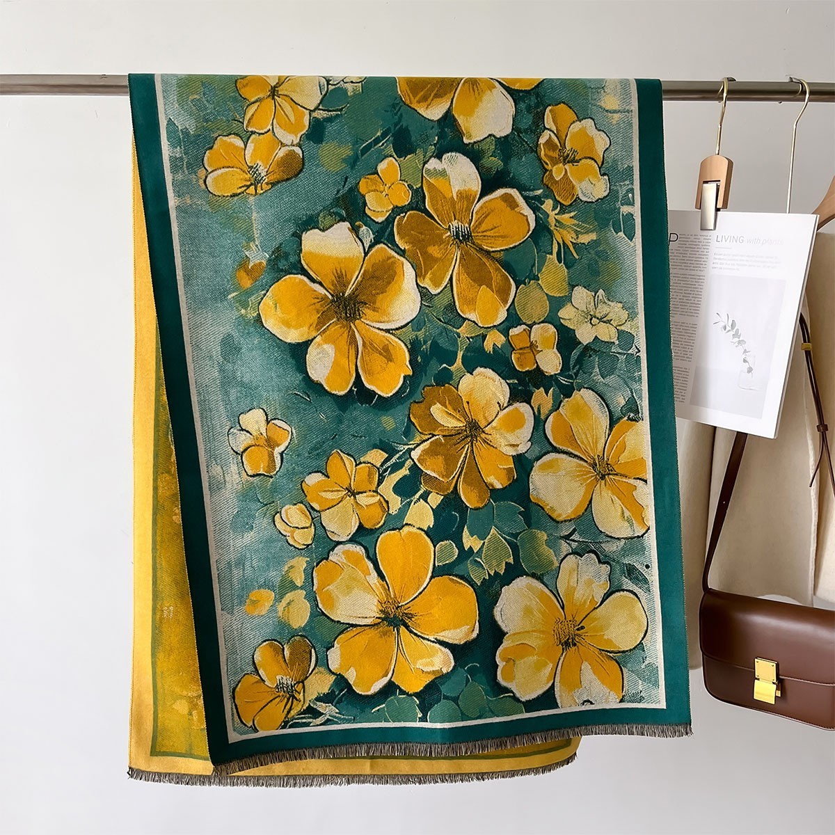 Autumn And Winter New Cashmere-like Thickened Oil Painting Jacquard Scarf