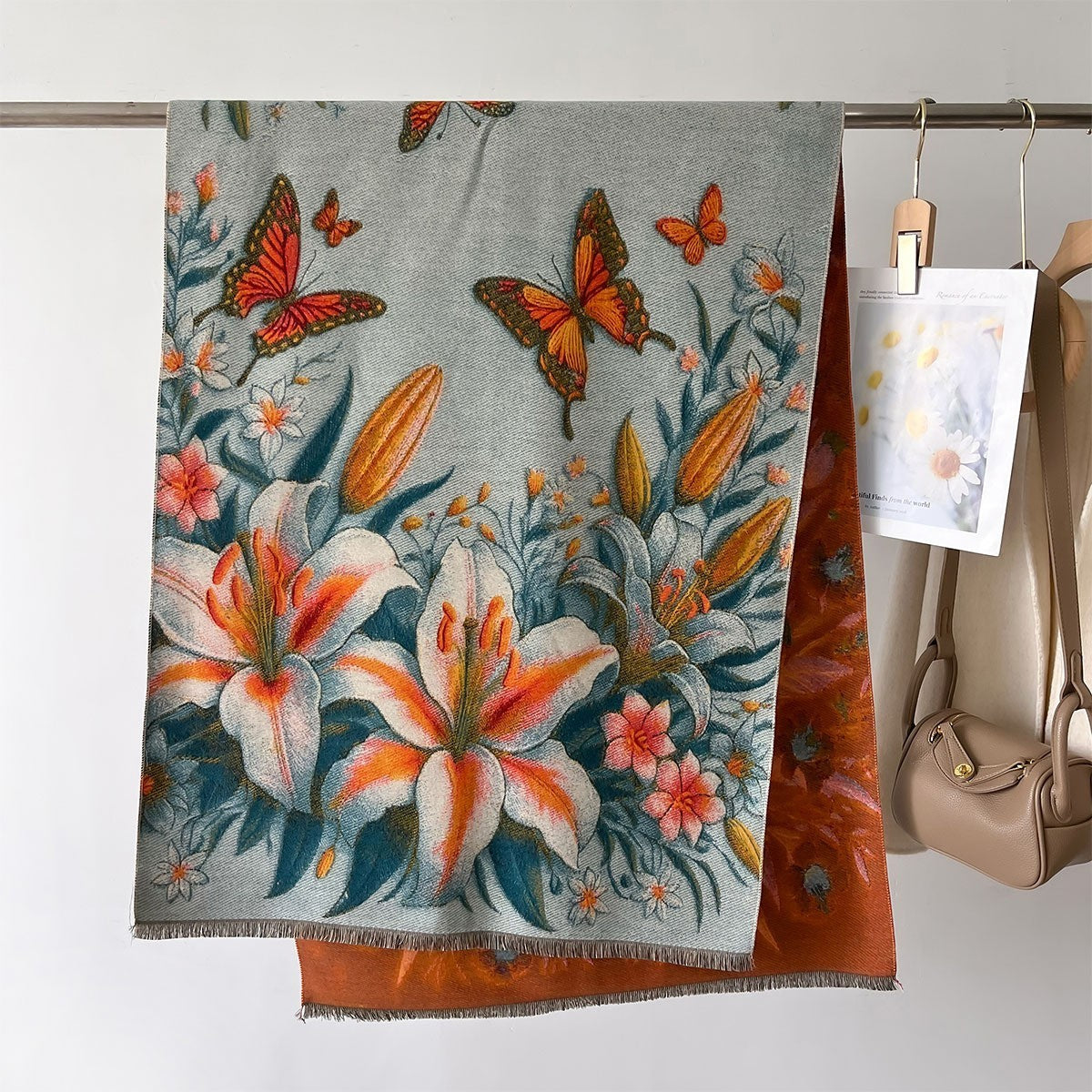 Autumn And Winter New Cashmere-like Thickened Oil Painting Jacquard Scarf