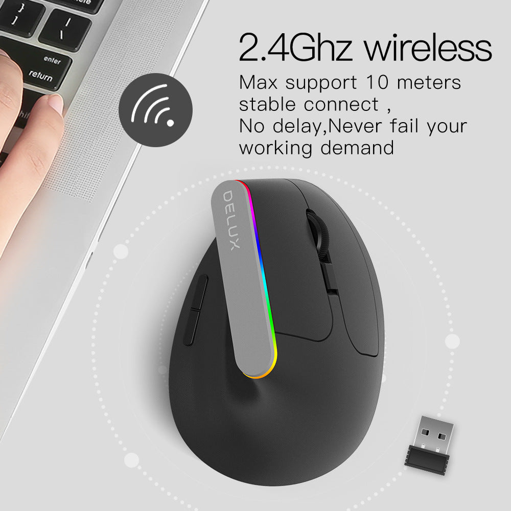 ماوس M618C RGB عمودي لاسلكي مريح محمول باليد وملون