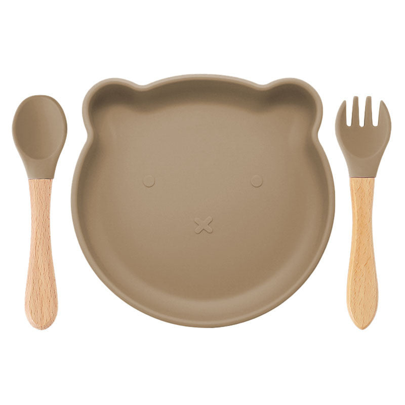 مجموعة أدوات المائدة للمكملات الغذائية من السيليكون Spork Baby Products أدوات المائدة المصنوعة من السيليكون على شكل دب