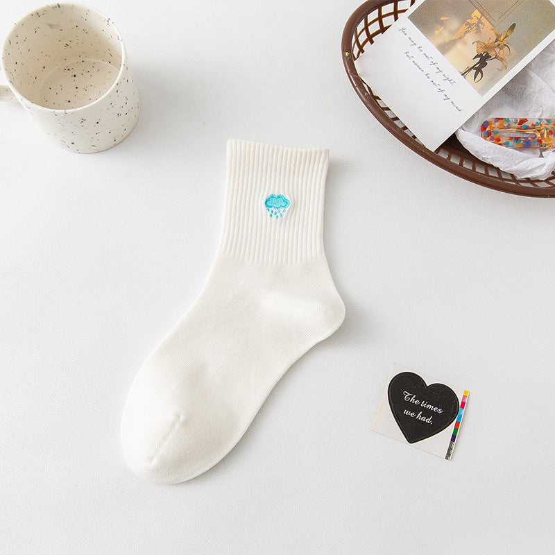 Women's Mid-calf Socks Fashionable Thin Cute