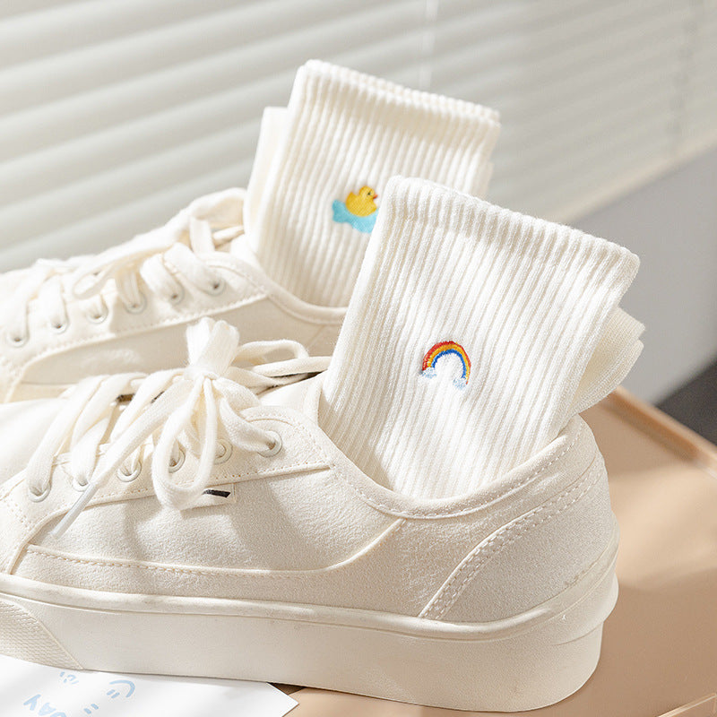 Women's Mid-calf Socks Fashionable Thin Cute