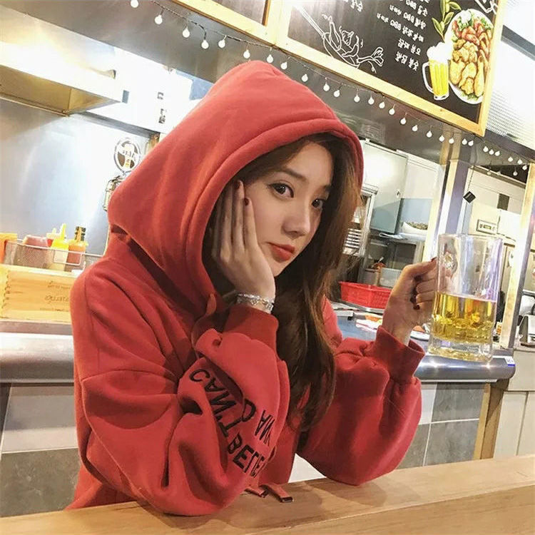 Plus Velvet Western Style Student Age Reduction Ins Super Fire Loose Embroidered Hood