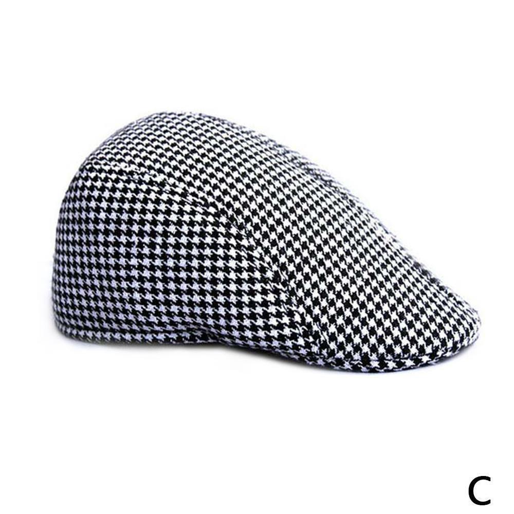 Grid Parent-child Woolen Beret Casual Houndstooth Hat