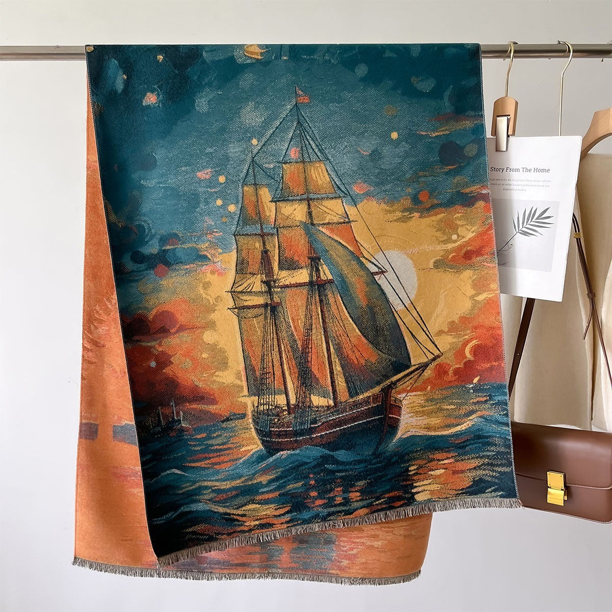 Autumn And Winter New Cashmere-like Thickened Oil Painting Jacquard Scarf