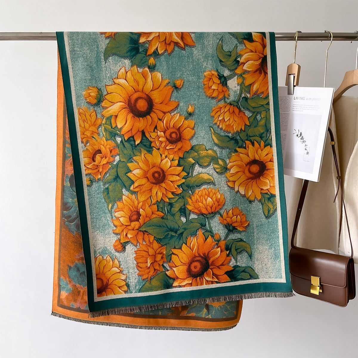 Autumn And Winter New Cashmere-like Thickened Oil Painting Jacquard Scarf