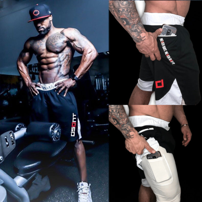 شورت رجالي من Muscle ذو طبقتين مع جيوب متعددة